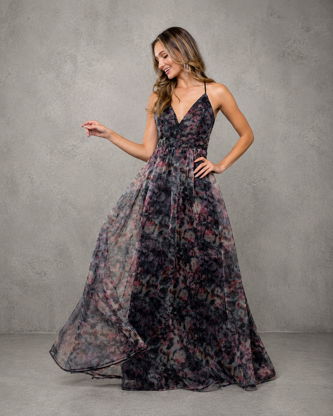 Vestido Largo de Fiesta Organza Printed Back