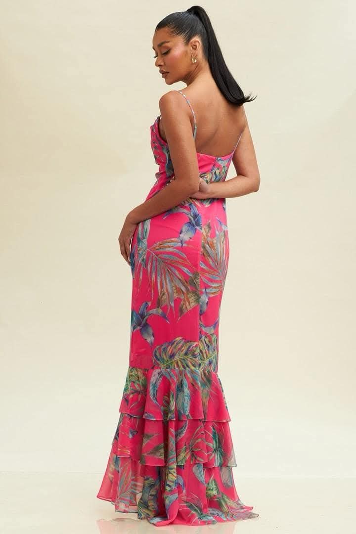 Vestido Largo Big Leaf Quin Maxi Dress