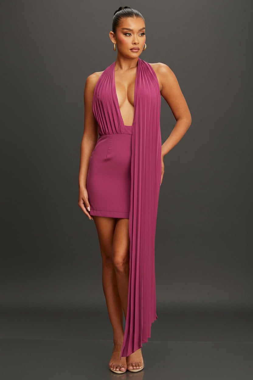 Vestido Corto Long Scarf Back Dress