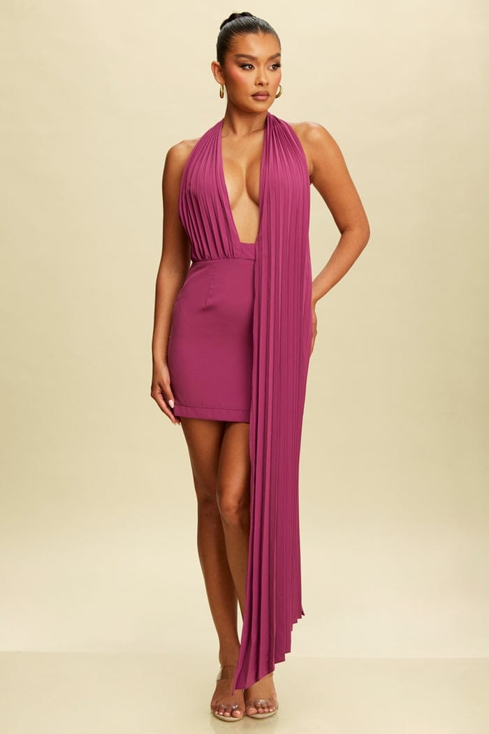 Vestido Corto Long Scarf Back Dress