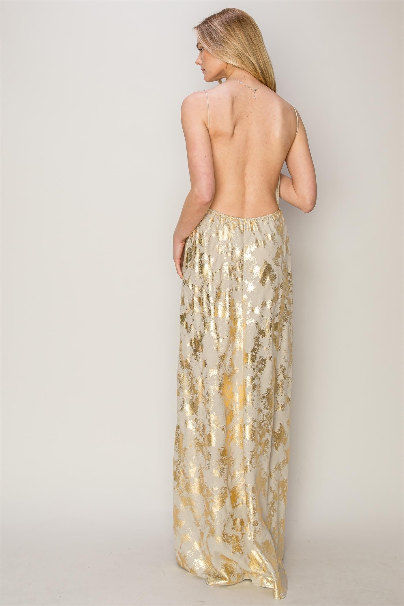 VESTIDO LARGO HF SILVER GOLDEN DRESS