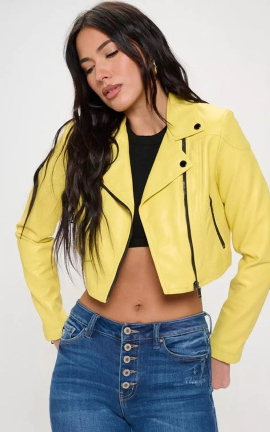 Campera Soft Cropped Vegan Leather Jacket