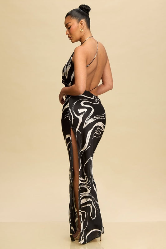 Vestido Largo Swirls Cowl Slip Dress