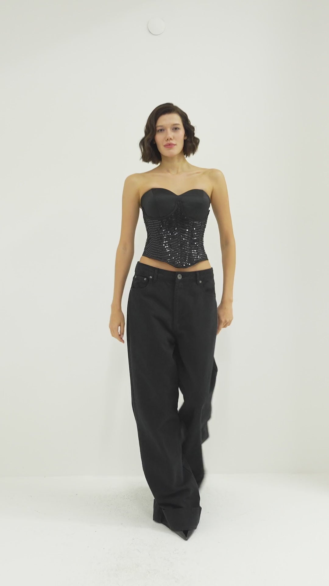 Top Corset Black Embellished Sweetheart Bustier